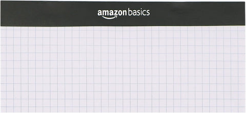 Amazon Basics Quad-Ruled Graph Paper Pad with Sturdy Back, Perforated, 8.5" x 11.75", White, 100 Sheets/Pad, 2-Pack