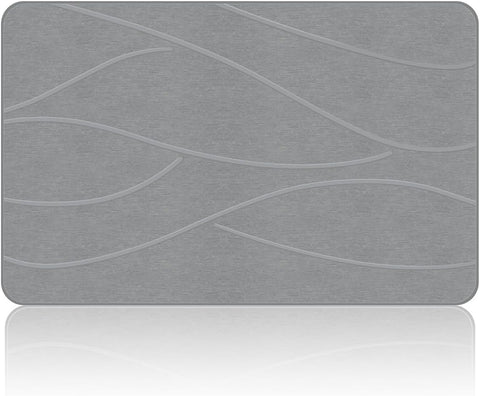 VEELOIM Stone Bath Mat Diatomaceous Earth Shower Mat Non-Slip Super Absorbent Diatomite Stone Bath Mats for Bathroom Floor Quick Drying Natural Easy to Clean(23.6''×15.4" Gray)