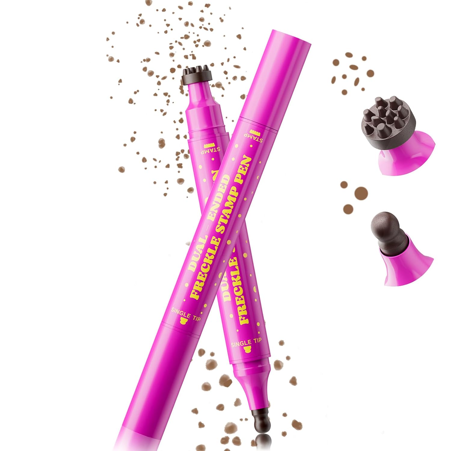 HOSAILY 2 in 1 Freckle Stamp Pen Waterproof for Natural Lifelike Faux Freckle Stamp Long Lasting Quick Dry Magic Fake Freckles Stain Marker Pen for Sunkissed Makeup 02 Mousy Brown