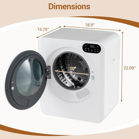 COSTWAY 1.5 Cu.ft. Compact Clothes Dryer with LED Control Panel, 8lbs, 850W