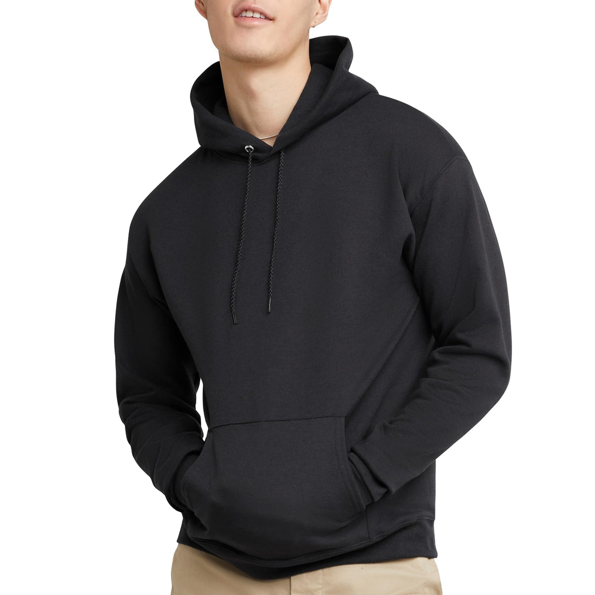 Hanes Comfortblend EcoSmart Hoodie, Midweight Fleece, Pullover Hooded Sweatshirt for Men, Black, 5X Large