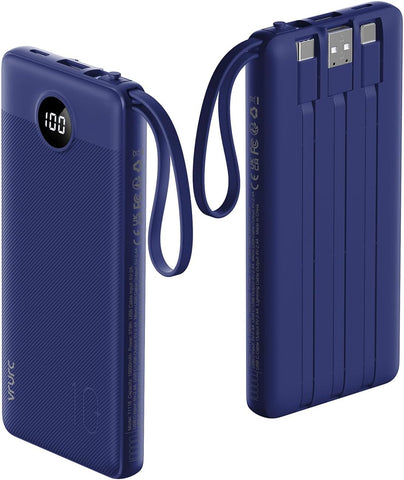 VRURC Portable Charger, Built in 4 Cables & Lanyard Power Bank 10000mAh