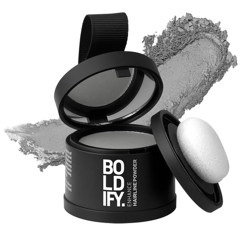 BOLDIFY Hairline Powder - Root Touch Up & Hair Loss Cover Up, Instant Gray Coverage 48-Hour Stain-Proof Hair Color Powder for Women & Men, Hair Fibers and Hair Topper Alternative (Gray)