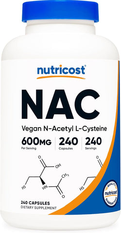 Nutricost N-Acetyl L-Cysteine (NAC) 600mg, 240 Vegetarian Capsules
