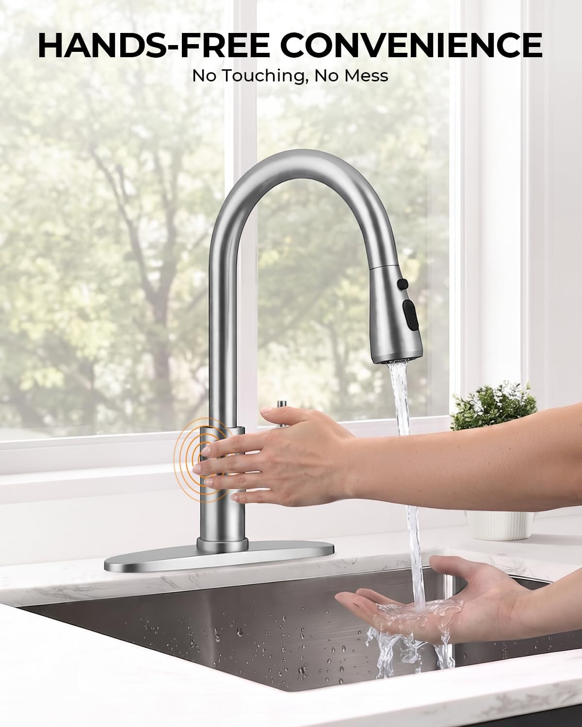 Touchless Kitchen Faucet, Pull Down Sprayer, Brushed Nickel