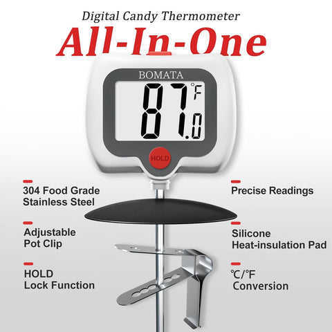 BOMATA Digital Candy Thermometer with Pot Clip, Deep Fry Oil Thermometer