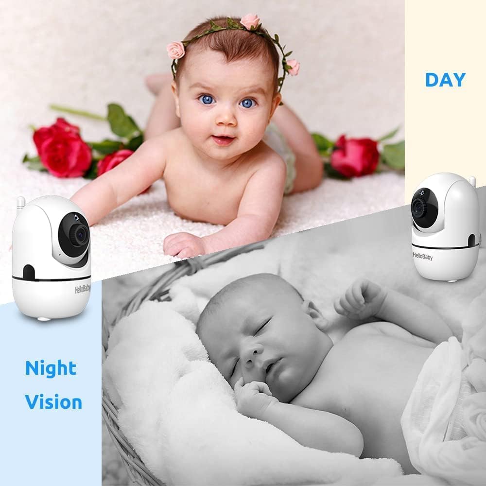 HelloBaby No WiFi Baby Monitor 2 Cameras and Audio HB6550, 5" Video Screen
