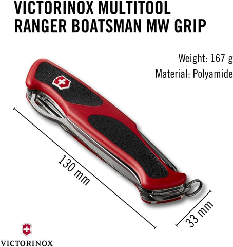 Victorinox Ranger 79 M Grip Swiss Army Knife, 12 Functions, Red/Black
