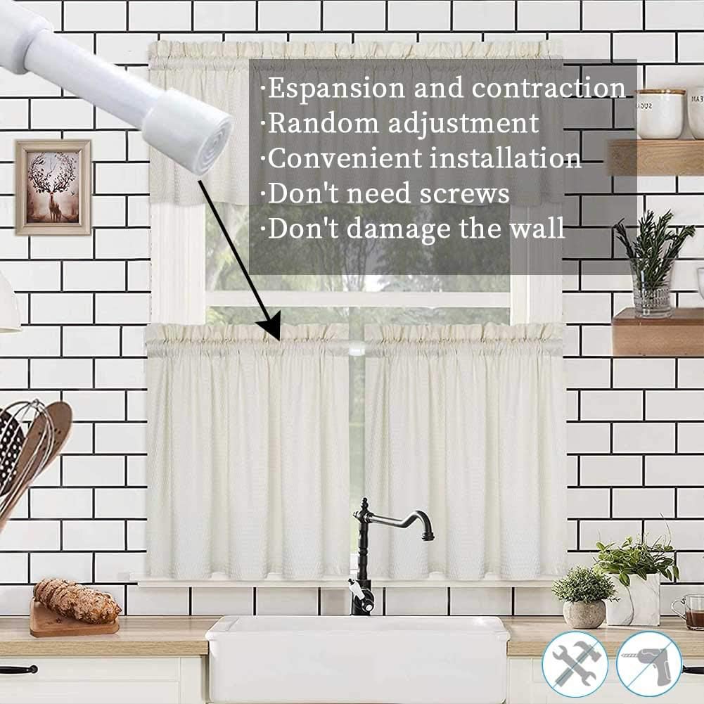 AIJIEGUANG Spring Tension Curtain Rods 28-43in Spring Load Adjustable Expandables Heavy Duty Steel Small Short Tension Curtain Rod for Windows,Kitchen,Doorway,Bathroom,Cupboard Bars