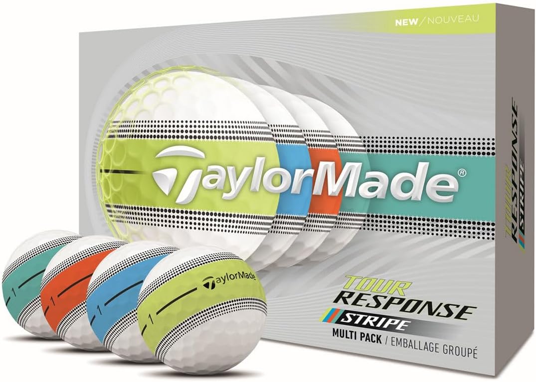 TaylorMade Tour Response Golf Balls, Enhanced 360° ClearPath Alignment, Speed Wrapped Core for Distance and Feel, Pack of 12
