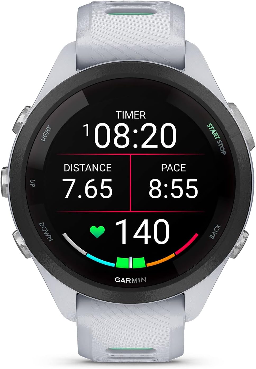 Garmin Forerunner® 265S, Running Smartwatch, 42mm, Whitestone/Neo Tropic