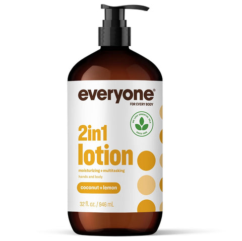 Everyone 2-in-1 Lotion for Hands/Body, 32 ounce (Pack of 1) Coconut and Lemon made with Essential Oils for Men and Women
