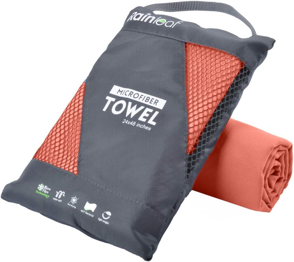 Rainleaf Microfiber Towel Quick Dry Camping & Travel & Gym Towel. Compact
