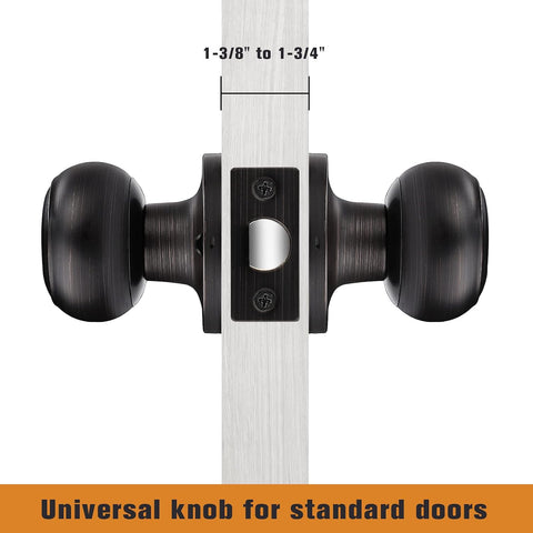Probrico Oil Rubbed Bronze Door Knobs Interior, Passage Door Knobs for Hallway Closet, Keyless Interior Door Knob, 10 Pack