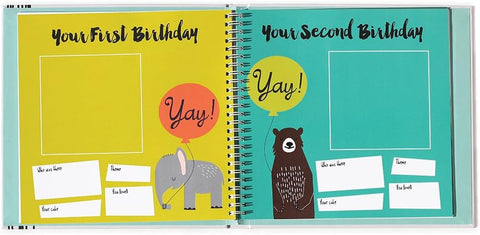 Lucy Darling Little Animal Baby Memory Book – First 5 Years Keepsake Journal & Photo Album for Baby Boy/Girl, Gender-Neutral Milestone Book, Thoughtful Gift for New Moms