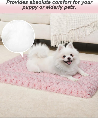 Exsnugy Washable Dog Bed Mat Large Size Fluffy Pet Crate Pad 42x28 XL