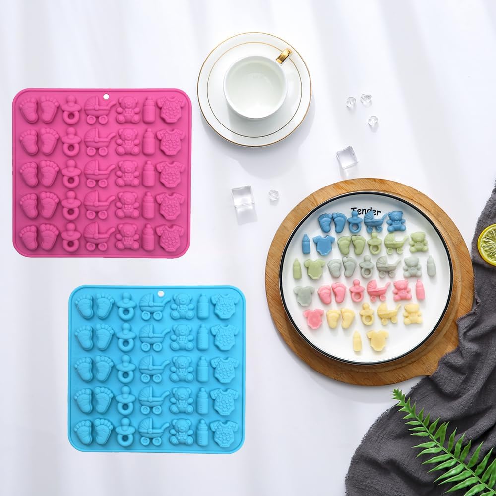 3Pcs Chocolate Mold - Onesie Pacifier Silicone Mold, Bite Size Chocolate Candy Molds for Cake Cupcake Decoration