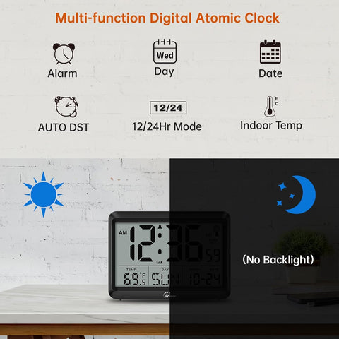 WallarGe Self-Setting Atomic Digital Wall Clock with Auto DST