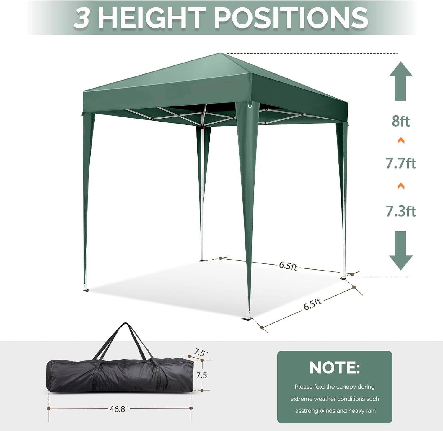VINGLI 6.5x6.5 Pop Up Canopy Tent with Sidewalls, Outdoor Gazebo Canopy Tent, Patio Event Tents Outdoor Event Shelter for Parties (Green)