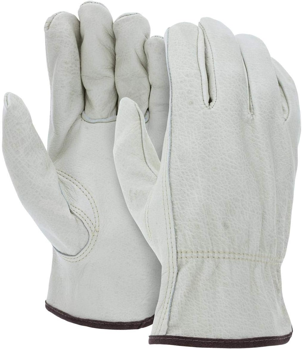 ATERET 12 Pairs Small Heavy Duty Durable Cowhide Leather Work Gloves I Driver Gloves for Truck Driving, Warehouse, Gardening, Farming