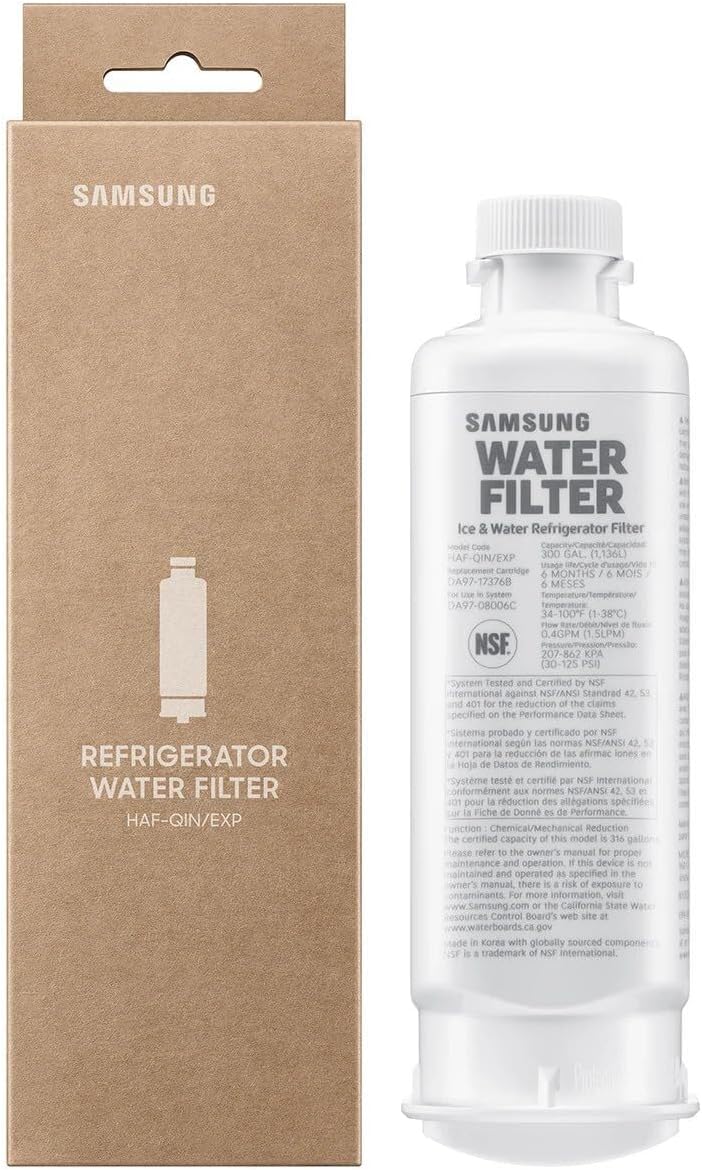 Samsung HAF-QIN/EXP Genuine Refrigerator Water Filter, Reduces 99% of Harmful Contaminants for Clean, Clear Drinking Water, 6-Month Life, Easy Install, Pack of 1