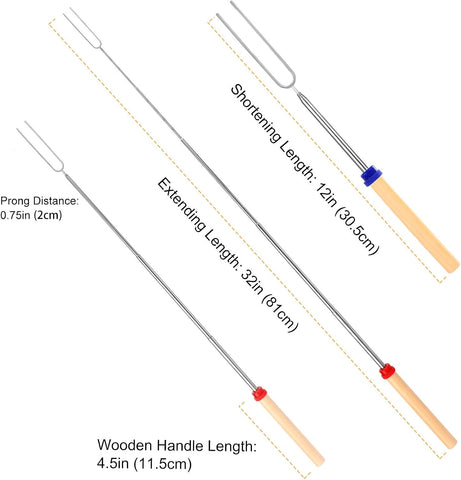 Marshmallow Roasting Sticks, Telescoping Smores Sticks for Open Fire Pit