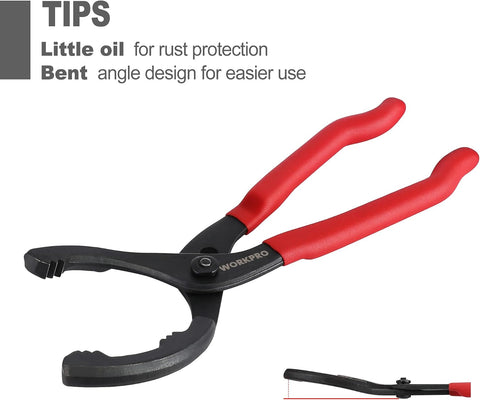 WORKPRO 12" Adjustable Oil Filter Pliers, Wrench Adjustable Oil Filter Removal Tool, Ideal For Engine Filters, Conduit, & Fittings, W114083A
