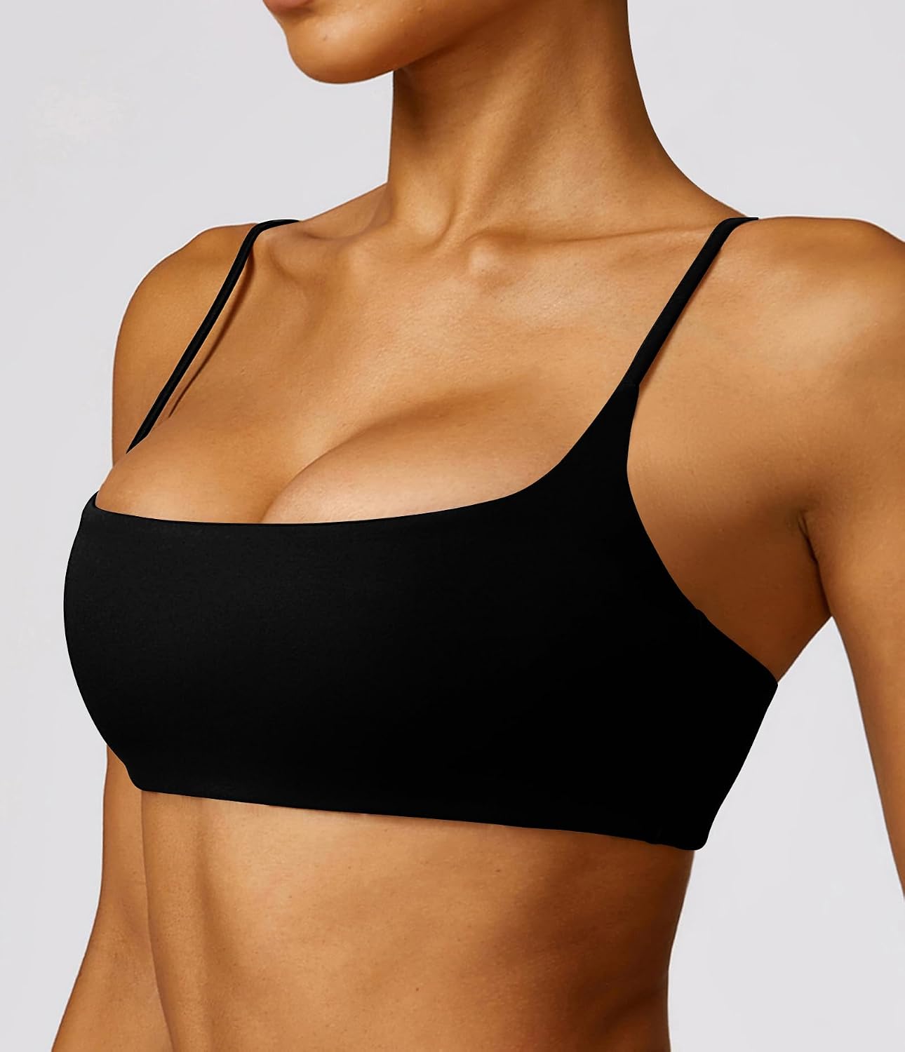 Comper Women's Sports Bra with Thin Straps Stretchy Wirefree Workout Bras Lightweight Workouts Bralette with Removable Pads
