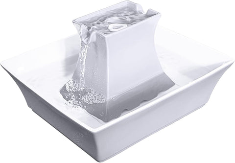 PetSafe Drinkwell Pagoda Fountain, Filters Included, 70 oz Ceramic, White