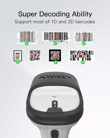 Inateck 2D Barcode Scanner, Wireless Bluetooth QR Reader, 2600mAh, BCST-72