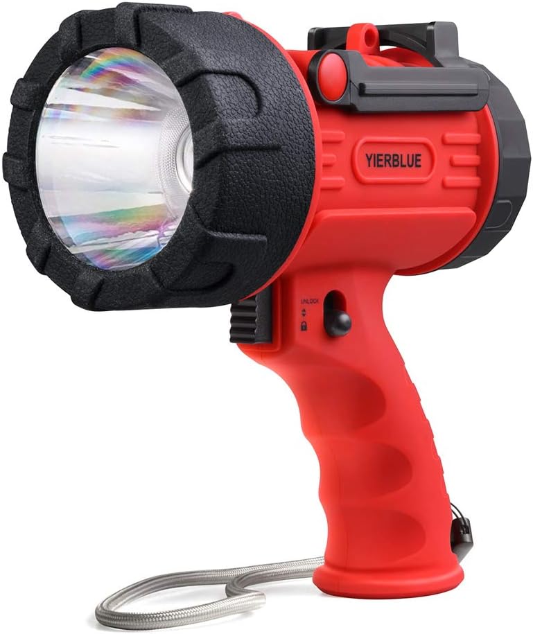 YIERBLUE Rechargeable Spotlight Flashlight with 2000,000 High Lumen LED