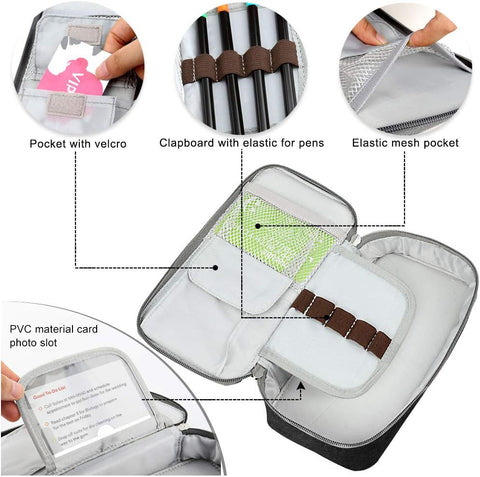 Homecube Capacious Pencil Case Marker Holder Pouch Desk Organizer Big Pencil Bag with Zipper Large Storage Box for College Middle School Office Supplies Stationery - Black