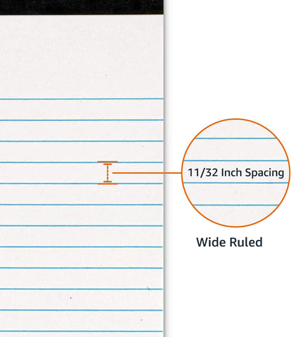 Amazon Basics Wide Ruled Lined Writing Note Pads for Office Supplies, 8.5" x 11.75", White, 12-Pack of 50 Perforated Sheets