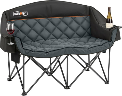 Overmont Oversized Double Camping Chair - Portable Folding with Cooler Bag