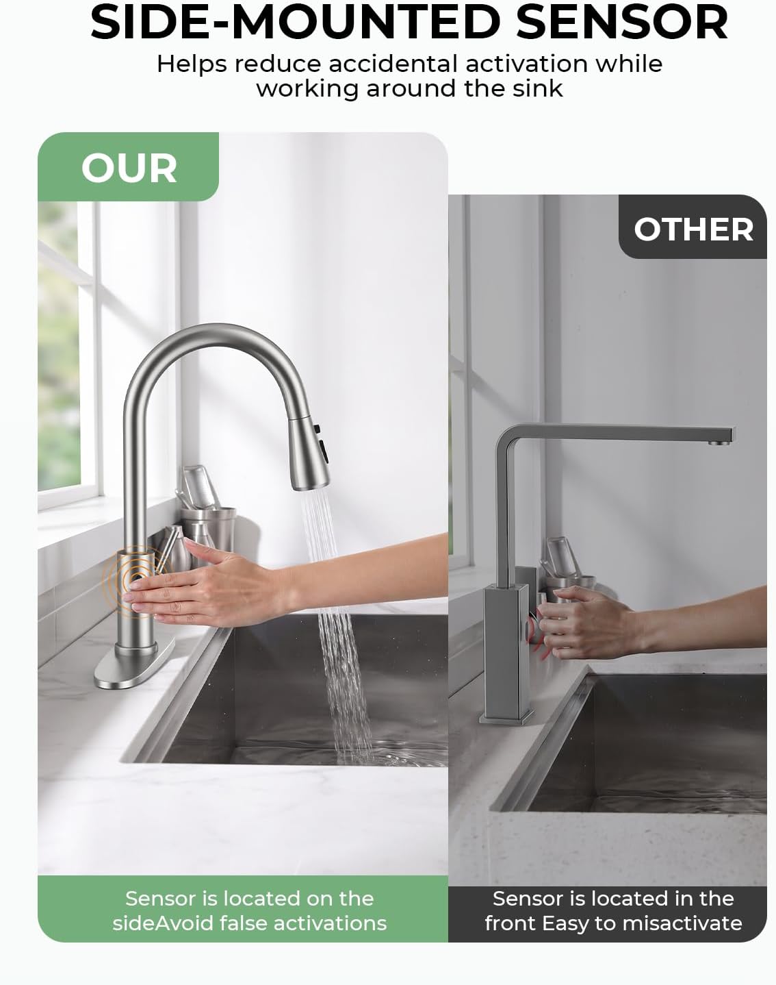 Touchless Kitchen Faucet, Pull Down Sprayer, Brushed Nickel