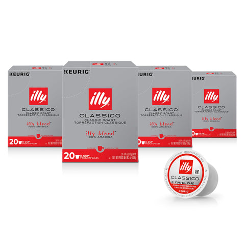 illy Coffee K Cup Pods, Classico Medium Roast, 20 Count, 4 Pack