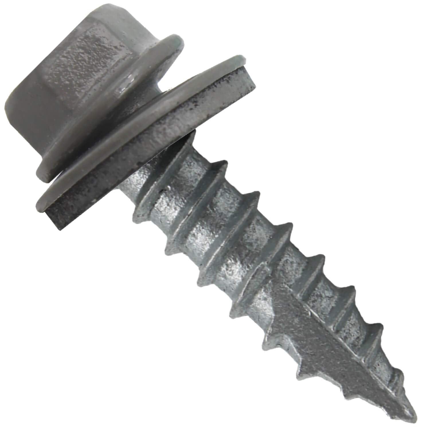 14 x 1 Charcoal Metal Roofing Screws - Hex Washer Head- Self-Starting/Tapping - EPDM Washer. 1 x 250 Count Bag - 250 Screws