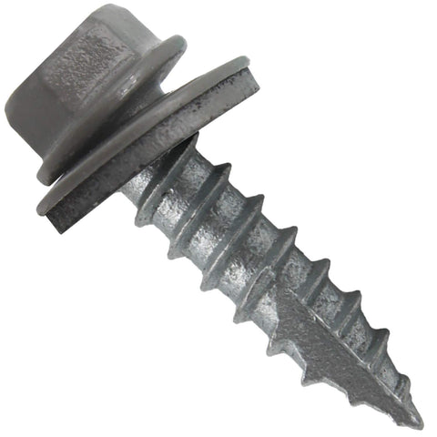 14 x 1 Charcoal Metal Roofing Screws - Hex Washer Head- Self-Starting/Tapping - EPDM Washer. 1 x 250 Count Bag - 250 Screws