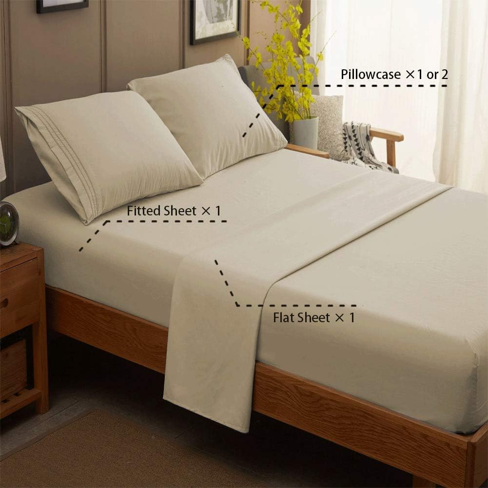 SONORO KATE Bed Sheet Set Super Soft Microfiber Sheets,3PC,Twin Size