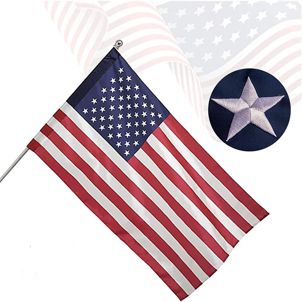 3x5 Ft American Flag Pole Sleeve Banner Style-Embroidered Stars,Sewn Stripes,UV Protected,Heavy Duty Durable Nylon USA US Outdoor Indoor Flags (Pole NOT Included)