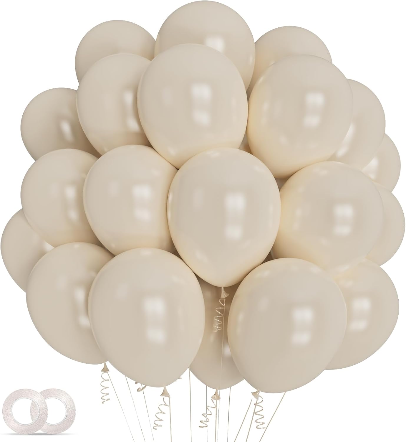 ASIYUHY 100pcs Sand White Latex Balloons 12 Inch Beige Balloons