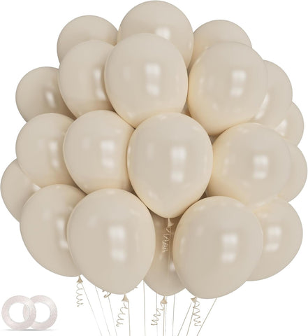 ASIYUHY 100pcs Sand White Latex Balloons 12 Inch Beige Balloons