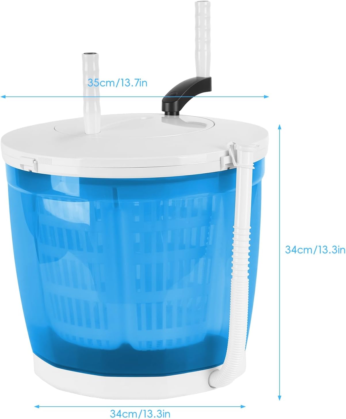 US Fast Arrival 2-in-1 Hand-Crank Portable Washer, Manual Portable Washing Machine & Spin Dryer with Suction Cup Base for Camping, Dorm, Travel, No Electricity, 4.4LBS Capacity Sky Blue