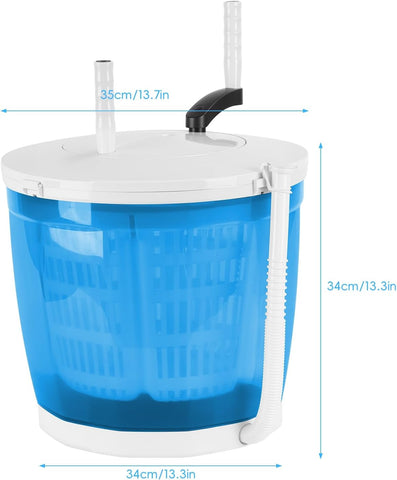 US Fast Arrival 2-in-1 Hand-Crank Portable Washer, Manual Portable Washing Machine & Spin Dryer with Suction Cup Base for Camping, Dorm, Travel, No Electricity, 4.4LBS Capacity Sky Blue