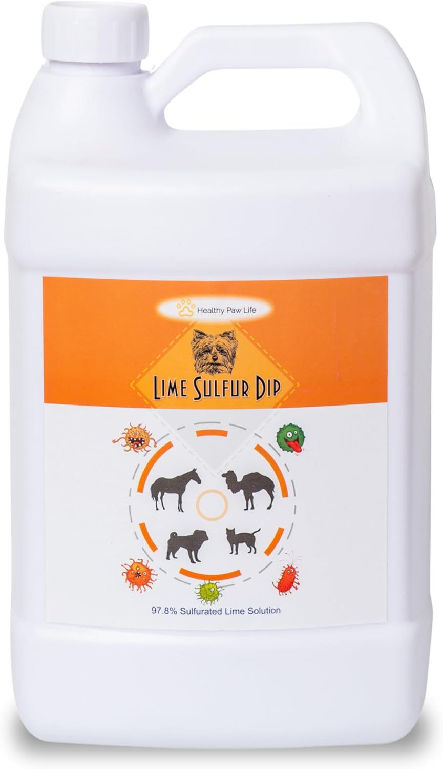 Healthy Paw Life - Lime Sulfur Dip - Pet Care for Itchy and Dry Skin - Xtra Strength Formula - Safe Solution for Dog, Cat, Puppy, Kitten, Horse (1 Gallon)