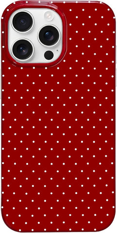 Hython for iPhone 14 Pro Max Case Cute Polka Dot Aesthetic Design Simple Cover 6.7", Thin Slim Anti-Scratch Soft TPU Bumper Shockproof Rubber Protective Phone Cases for Women Girls Girly Boys, Red