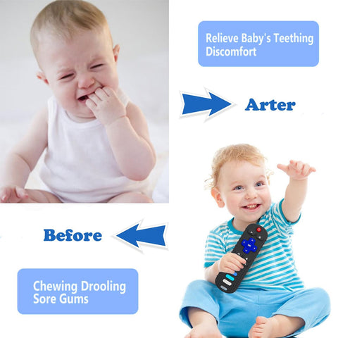 YAPROMO 2Pcs Baby Teething Toys - TV Remote Control Shaped Teethers for 3-18 Babies, Food-Grade Remote Teethers, BPA-Free