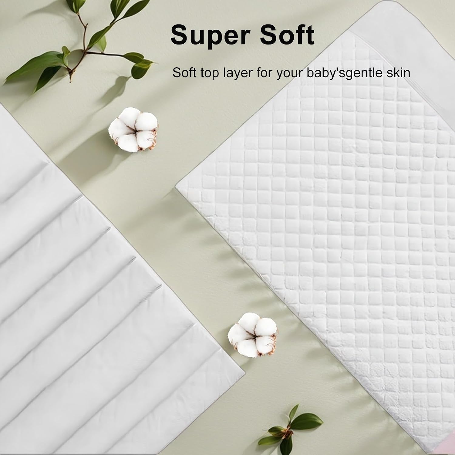 Disposable Changing Pad Liners (50 Pack), Baby Incontinence Diaper UnderPads 18"x 24" Extra Large & Super Soft , Ultra Absorbent & Waterproof - Covers Any Surface for Diaper Changes, White