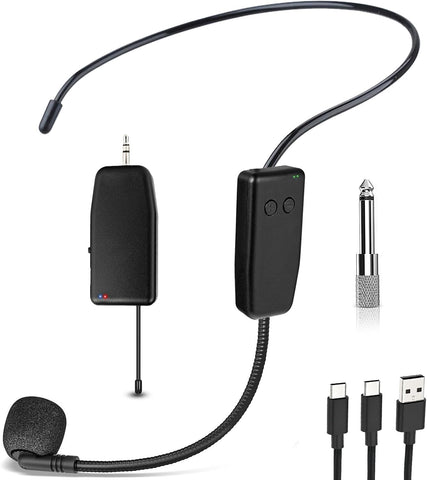 Wireless Headset Microphone System Professional: 2.4G Cordless Head Mic