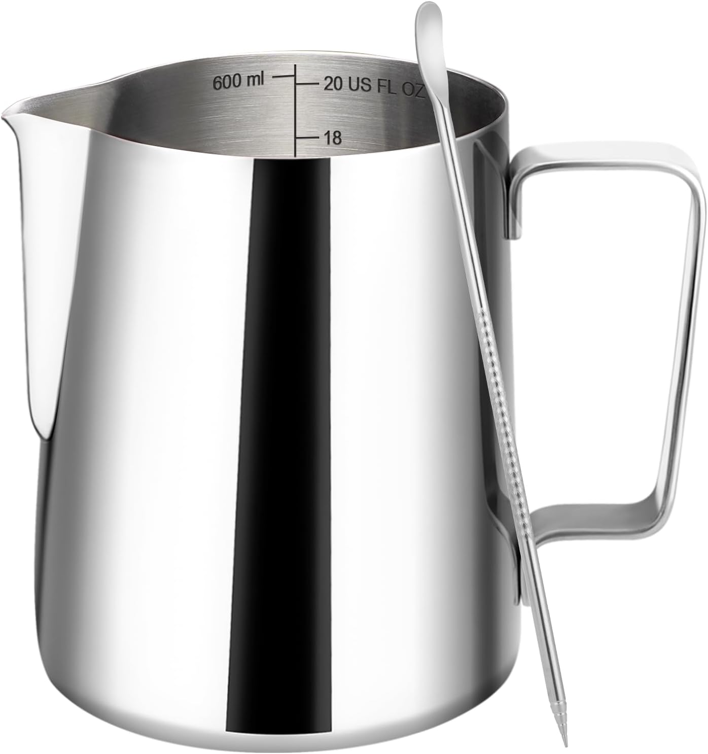 Amrules Milk Frothing Pitcher 20oz Frother Cup Barista Tools, Silver